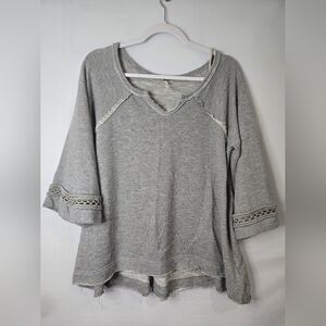 Free People Gray Women's Top Crochet Detail Size XS